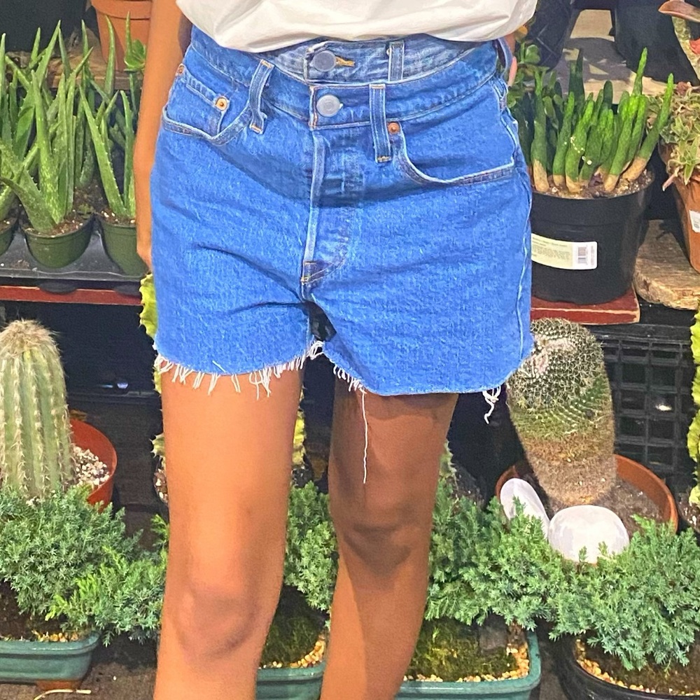 Blue denim shorts